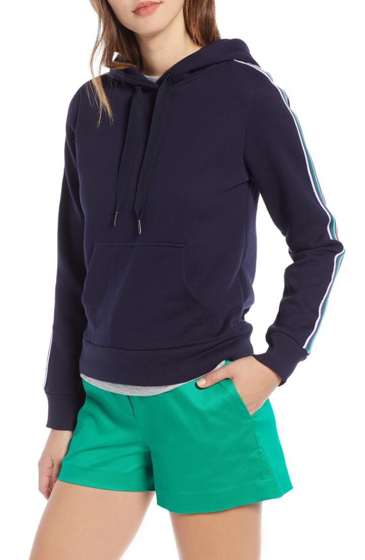 Women's 1901 Stripe Sleeve Hoodie - Blue
