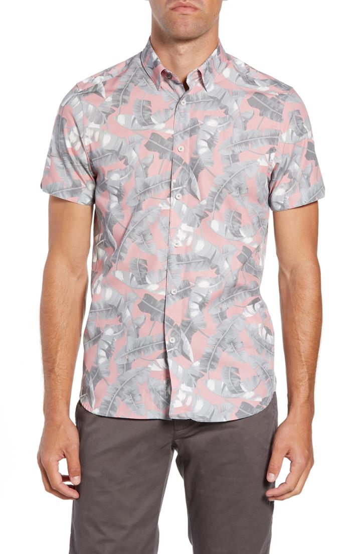 Men's Ted Baker London Samseys Slim Fit Leaf Print Sport Shirt