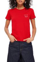 Women's Topshop Bite Me Embroidered Tee Us (fits Like 0) - Red