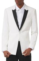 Men's Topman Skinny Fit Contrast Tuxedo Jacket - Ivory