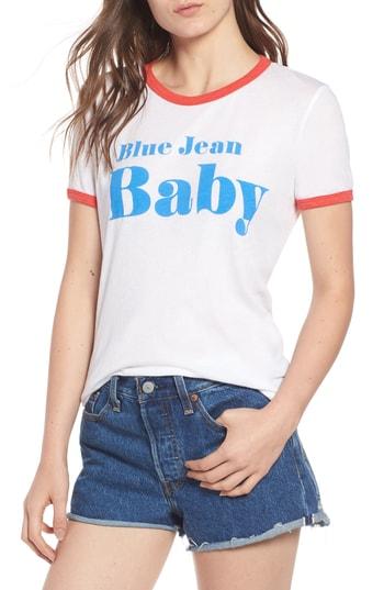 Women's Wildfox Blue Jean Baby Ringer Tee - White