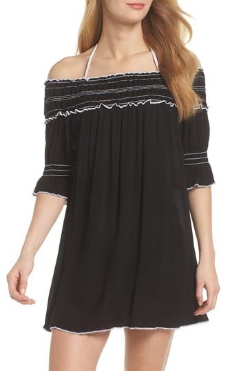 Women's Becca Nightingale Off The Shoulder Cover-up Dress /small - Black