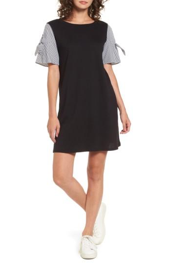 Women's Socialite Poplin Sleeve Knit Dress - Black
