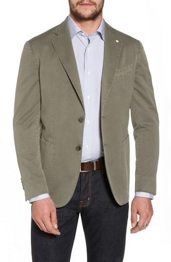 Men's Lubiam Classic Fit Cotton & Silk Blazer Us / 54 Eu R - Green