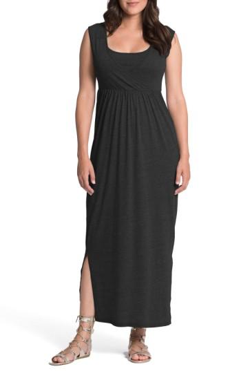 Women's Bun Maternity Cross Top Maternity/nursing Maxi Dress - Black