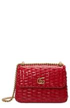 Gucci Small Linea Cestino Glazed Wicker Shoulder Bag - Red