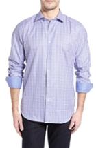 Men's Bugatchi Classic Fit Windowpane Check Sport Shirt, Size - Purple