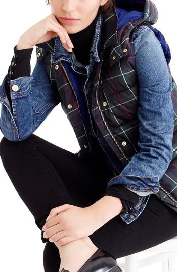 Women's J.crew Plaid Puffer Vest