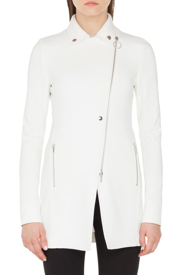 Women's Akris Punto Long Biker Jacket - White