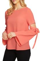 Women's Cece Split Cutout Sleeve Bow Top - Burgundy