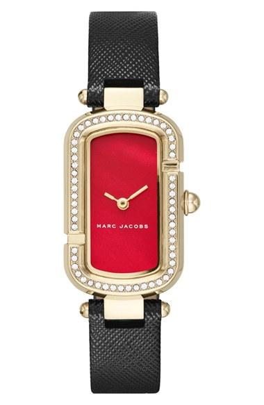 Women's Marc Jacobs The Jacobs Glitz Leather Strap Watch, 20mm