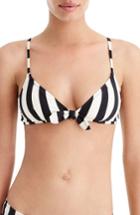Women's J.crew Stripe Tie Front Bikini, Size - Black