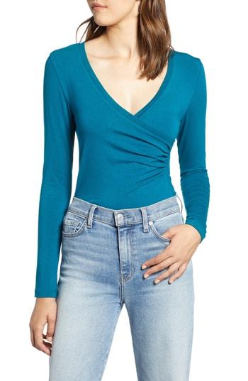 Women's Halogen Surplice Knit Top, Size - Blue/green