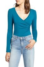 Women's Halogen Surplice Knit Top, Size - Blue/green