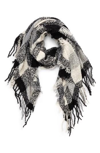 Women's Nyc Underground Buffalo Check Boucle Scarf, Size - Black