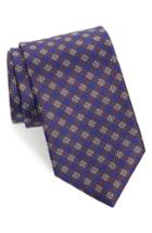 Men's David Donahue Grid Silk Tie, Size X-long - Brown