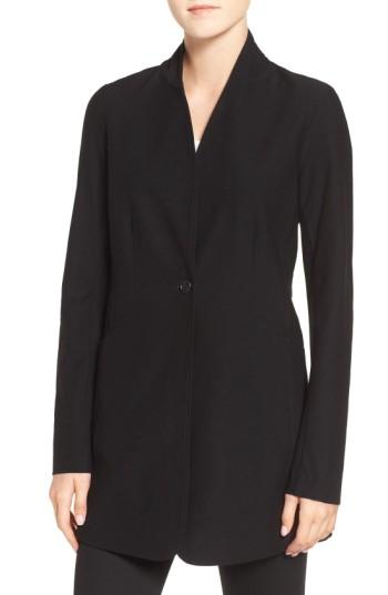 Women's Eileen Fisher Washable Stretch Crepe Stand Collar Jacket