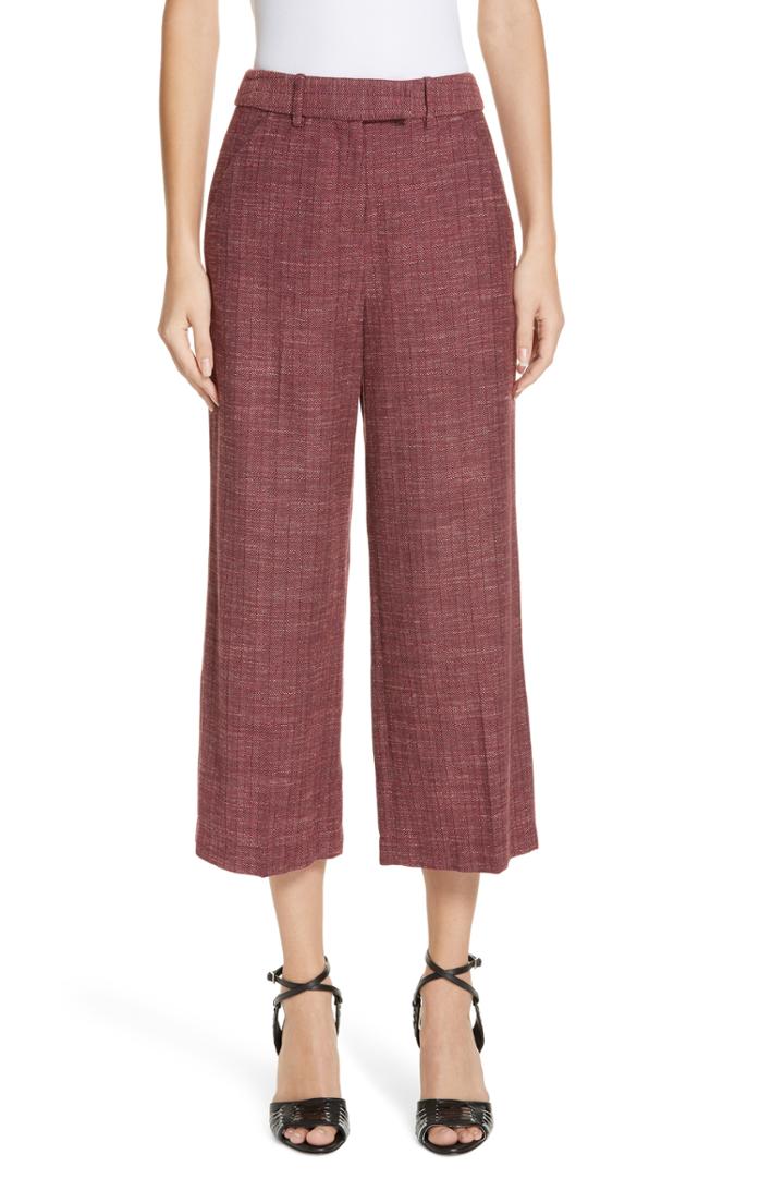 Women's Veronica Beard Madds Herringbone Wool Blend Trousers - Pink