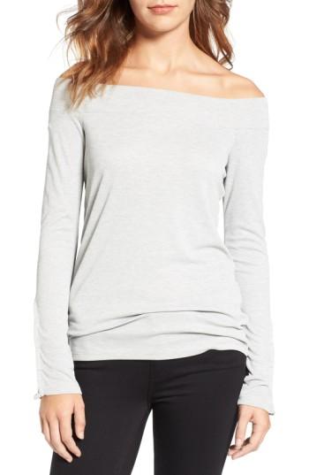 Women's Splendid Sandwash Ribbed Off The Shoulder Top - Grey