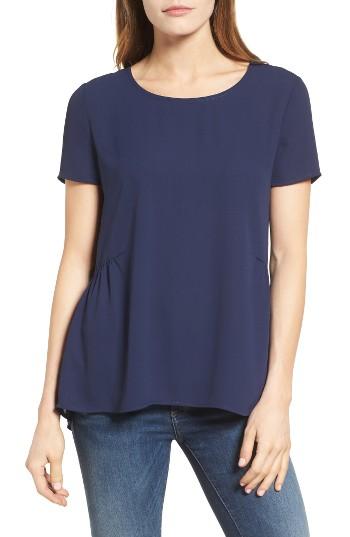 Petite Women's Pleione Ruffled Peplum Back Top, Size P - Blue