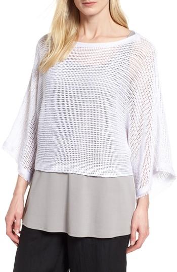 Women's Eileen Fisher Organic Linen Short Sweater, Size - White