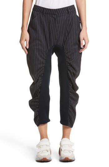 Women's Stella Mccartney Ruched Pinstripe Trousers Us / 42 It - Black