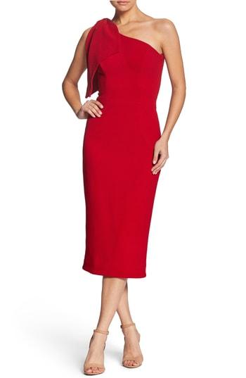 Women's Dress The Population Tiffany One-shoulder Midi Dress - Red