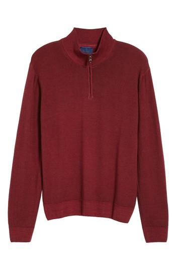 Men's David Donahue Ice Merino Wool Quarter Zip Pullover, Size - Red