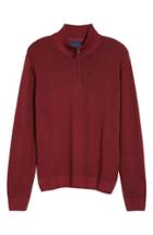Men's David Donahue Ice Merino Wool Quarter Zip Pullover, Size - Red