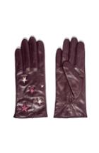 Women's Topshop Metallic Star Leather Gloves - Burgundy