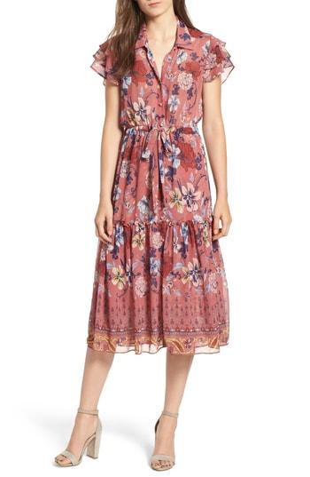 Women's Misa Los Angeles Violette Floral Ruffle Sleeve Dress - Pink