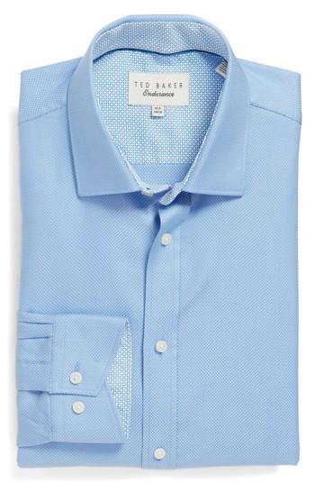 Men's Ted Baker London Endurance Trim Fit Geometric Dress Shirt - 34/35 - Blue