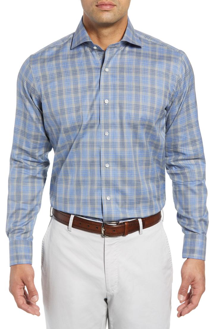 Men's Peter Millar Collection Eastwest Regular Fit Check Sport Shirt, Size - Purple