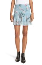 Women's Dolan Flutter Chiffon Silk Miniskirt, Size - Blue