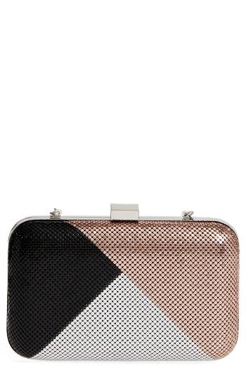 Whiting & Davis Color Block Mesh Box Clutch - Black