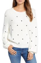 Women's Lucky Brand Polka Dot Pullover Sweater - White