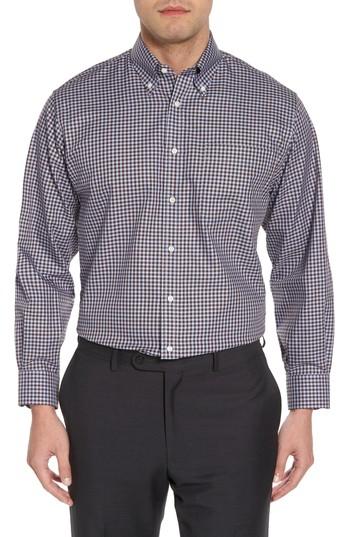 Men's Nordstrom Men's Shop Classic Fit Non-iron Gingham Dress Shirt .5 - 34 - Metallic (online Only)
