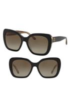 Women's Tory Burch Raffia 56mm Square Sunglasses - Black Crystal Gradient