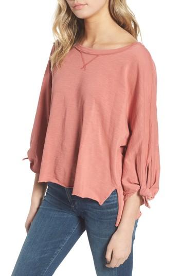 Women's Splendid Tie Sleeve Slub Cotton Tee - Pink