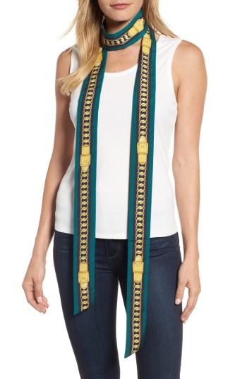 Women's Cara Chain Print Skinny Scarf, Size - Green