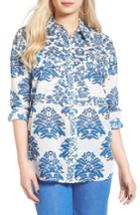 Women's St. Studio Porcelain Print Oversize Cotton Blouse