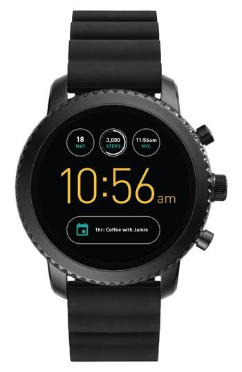 Men's Fossil Q Explorist Gen 3 Silicone Strap Smart Watch, 44mm