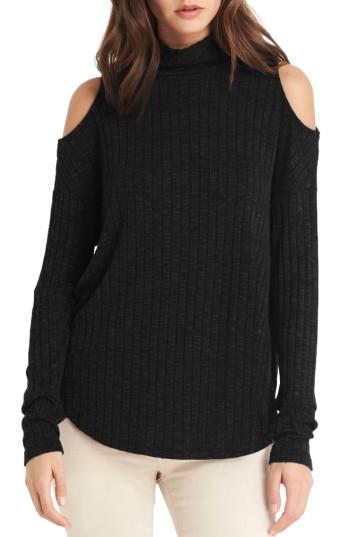 Women's Michael Stars Cold Shoulder Turtleneck Top, Size - Black