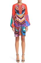 Women's Roberto Cavalli Lace-up Print Crepe De Chine Dress