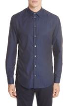 Men's Emporio Armani Regular Fit Geometric Dress Shirt, Size - Blue