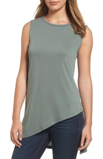 Petite Women's Bobeau Asymmetrical Top P - Green