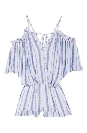 Women's Surf Gypsy Stripe Cold Shoulder Romper - Ivory