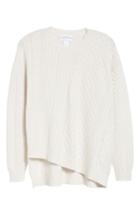 Women's Nordstrom Signature Cable Mix Asymmetrical Cashmere Sweater - Ivory