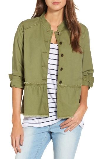 Women's Caslon Twill Peplum Jacket, Size - Green