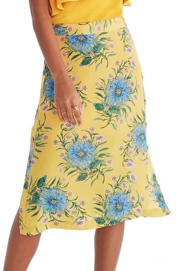 Women's Madewell Side Button Silk Skirt - Yellow